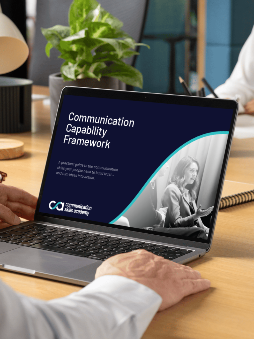The Communication Capability Framework displayed on a person's laptop screen
