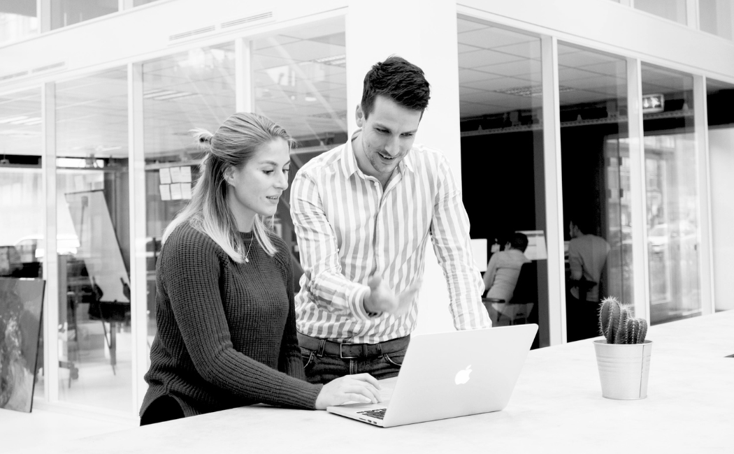 Team working together on laptop