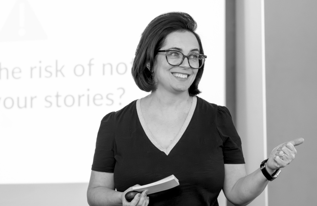 Sara running a storytelling workshop