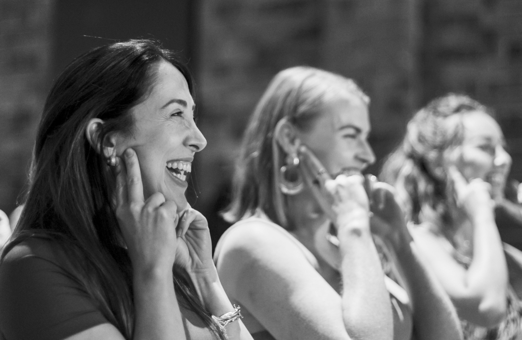 Happy crowd participation